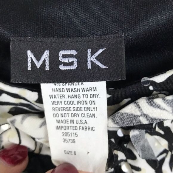 MSK Black & White Floral Sleeveless Dress Size 6 With Subtle Shimmer Detail - Picture 4 of 6